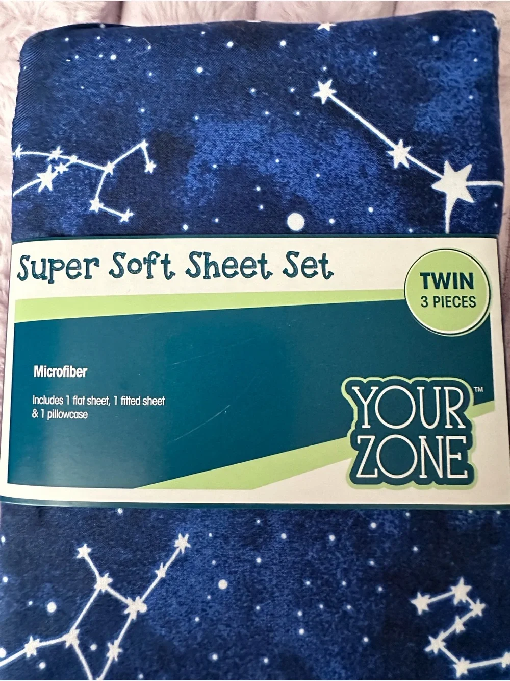 Twin Super Soft YOUR ZONE Navy Constellation Sheet Set 3 pieces Blue stars cosmo